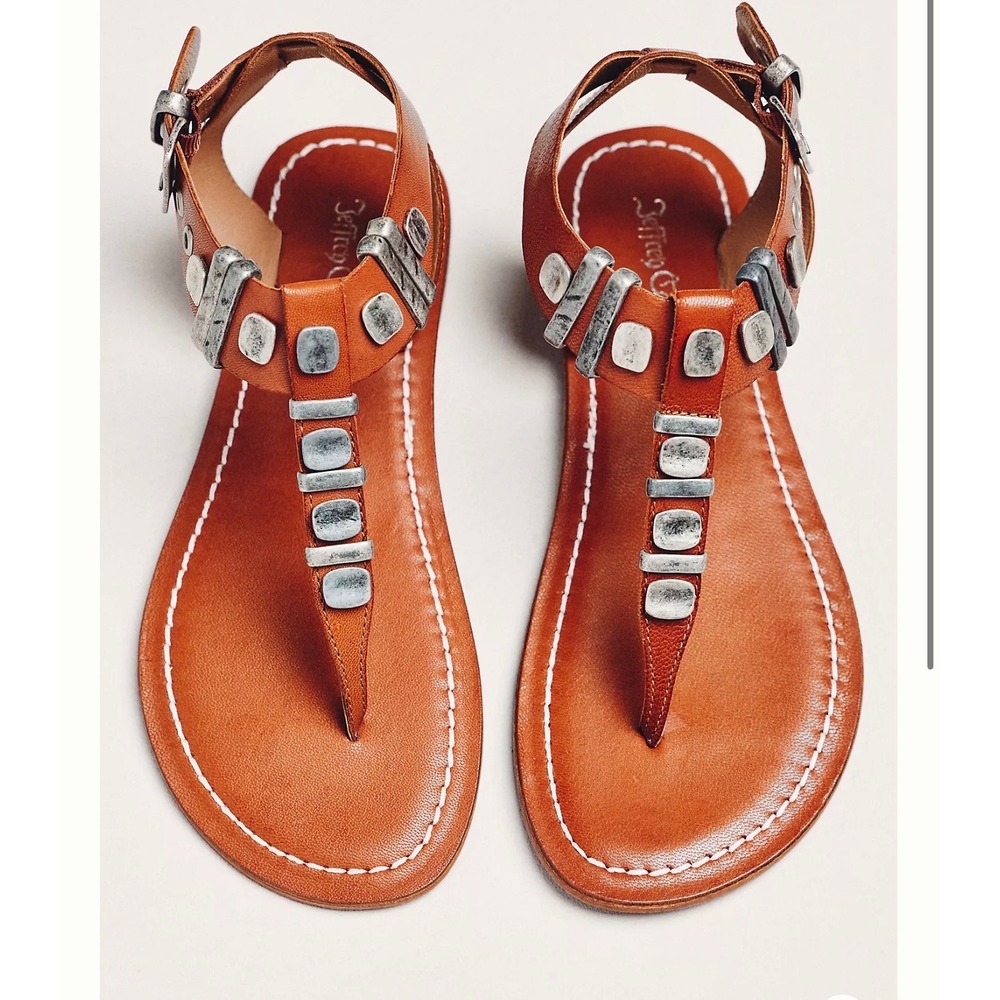 Jeffrey Campbell Brown Leather Metal Studded Gladiator Sandals Womens 8/39